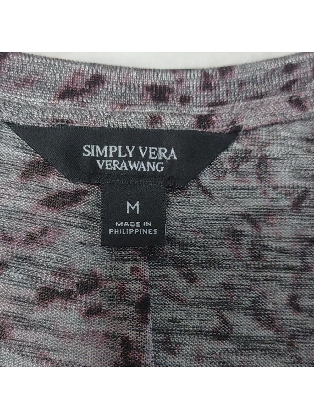 Simply Vera Wang Purple Leopard Print Polyester/Rayon Top with Side Tie Detail M - Picture 9 of 11